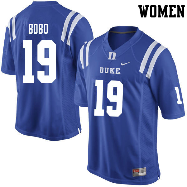 Women #19 Jake Bobo Duke Blue Devils College Football Jerseys Sale-Blue - Click Image to Close